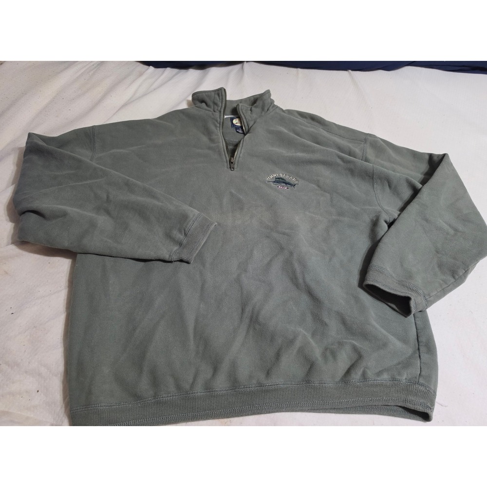 Tommy Bahama Relax Mens XL Quarter Zip Pullover Sweatshirt Sage Green Cotton
